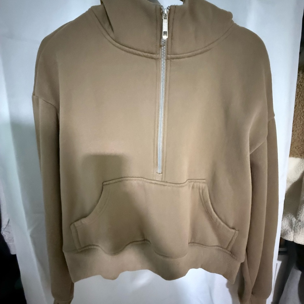 Cozy Brown Half-Zip Hoodie